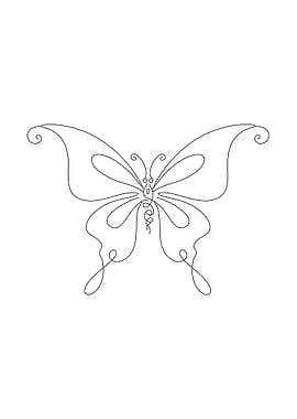 Minimalist Butterfly Line Art