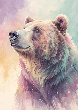 Watercolor Bear Portrait