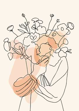Minimalist Floral Line Art Illustration
