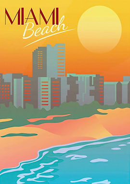 Miami Beach Retro Travel Poster