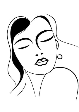 Elegant Woman Line Art Portrait