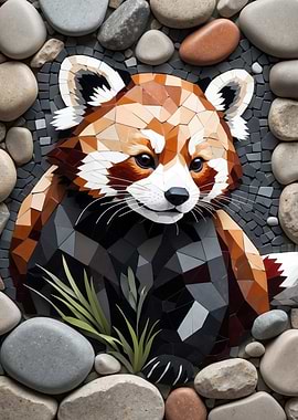 Red Panda Mosaic Art
