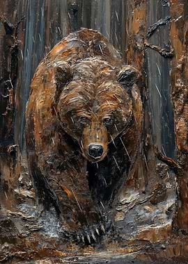 Brown Bear in the Rain Painting