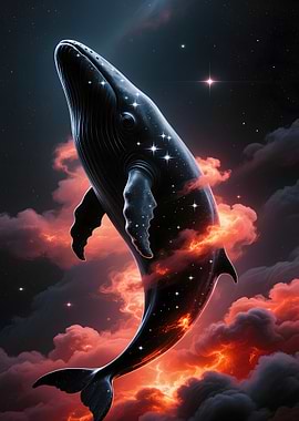 Celestial Whale in Cosmic Clouds