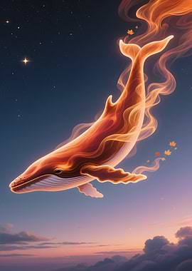 Celestial Whale in Dreamy Sky