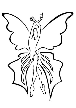 Butterfly Fairy Line Art