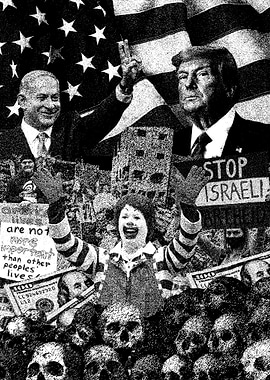 Political Collage with Skulls and Figures