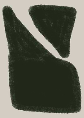 Abstract Dark Green Shapes on Beige