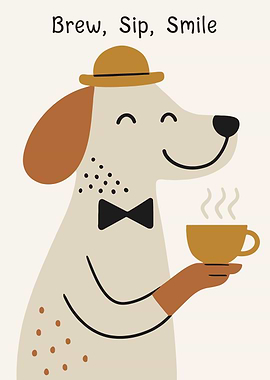 Brew, Sip, Smile: Dog with Coffee