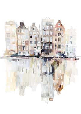 Amsterdam Watercolor Reflection