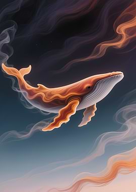 Whale in Dreamy Sky