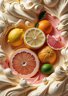 Vibrant Citrus Medley in Creamy Swirls