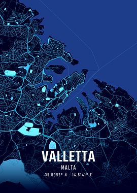Valletta Midnight City Map