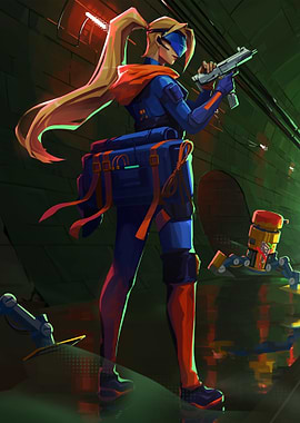 Warrior with Gun and Robot