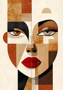 Abstract Geometric Portrait of a Woman