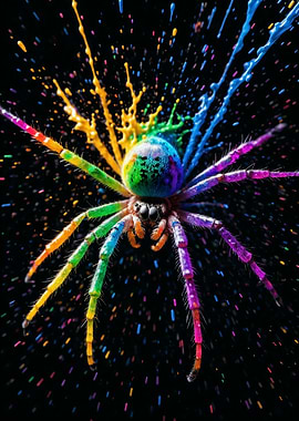 Rainbow Spider with Paint Splatter