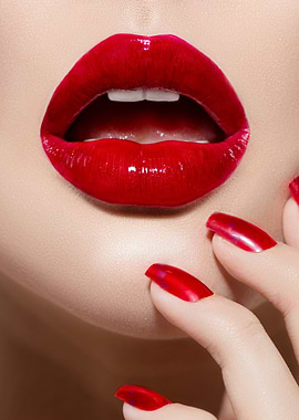 Red Lips and Nails Beauty