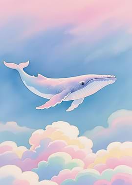 Pastel Whale in the Sky