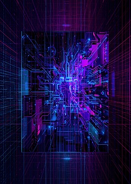 Cyberpunk Circuit Board Abstract