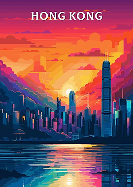 Hong Kong Cityscape at Sunset