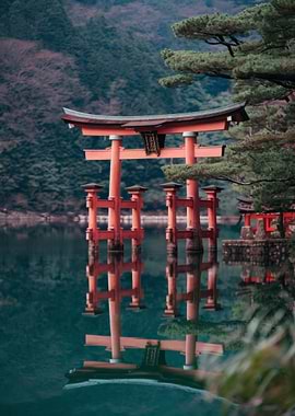 Japanese Torii Gate Reflection