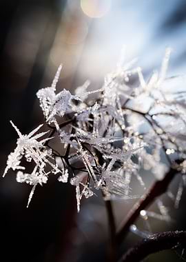 Frosty Plant in Winter Sunlight