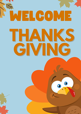 Welcome Thanksgiving Turkey Cartoon