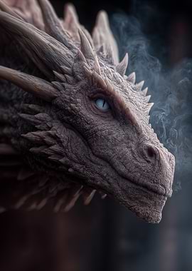 Detailed Dragon Head with Smoke