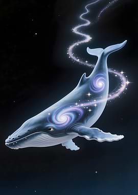 Cosmic Whale in Starry Night