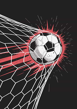 Soccer ball in net illustration