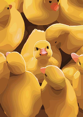 Yellow Ducklings Crowd