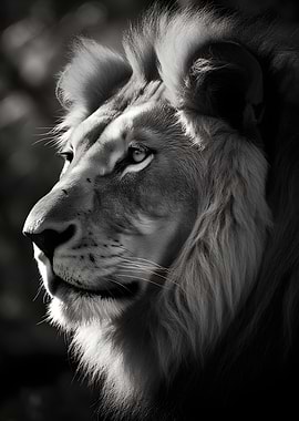 Lion Portrait in Black and White
