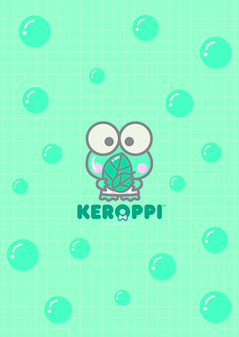 Keroppi with Bubbles on Mint Background
