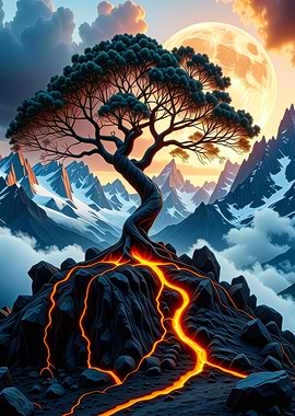 Lava Tree Mountain Landscape