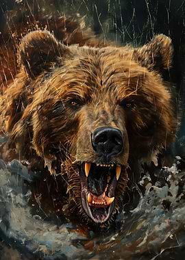 Roaring Brown Bear Portrait