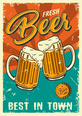 Fresh Beer Retro Poster