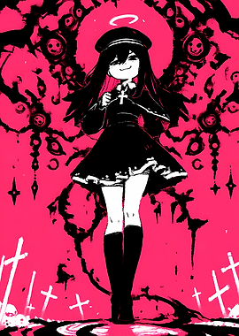 Dark Angel Girl in Pink