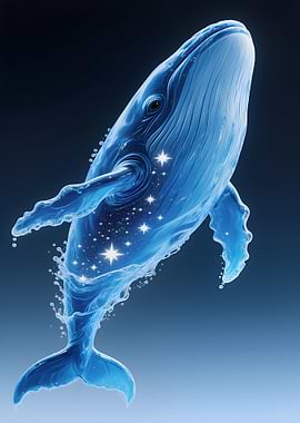 Blue Whale with Stars