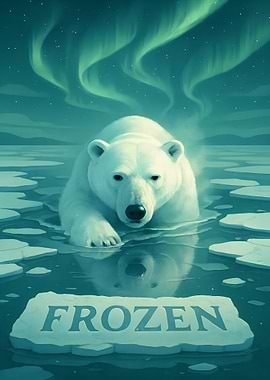 Polar Bear in Frozen Arctic Landscape