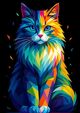 Colorful Geometric Cat Portrait