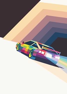 Retro Car Rainbow Pixel Art