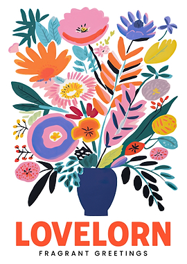 Colorful Floral Bouquet in Blue Vase