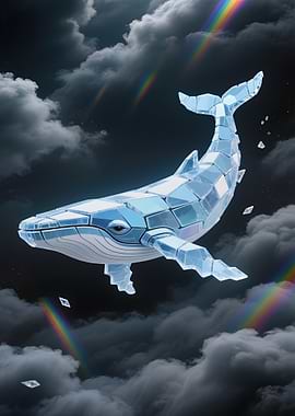 Crystal Whale in Cloudy Sky