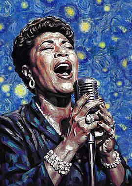 Ella Fitzgerald Starry Night Painting