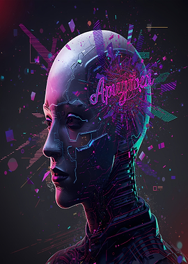 Cybernetic Portrait with Neon Accents