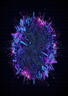 Abstract Circuit Board Explosion