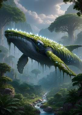 Mossy Whale in Lush Forest