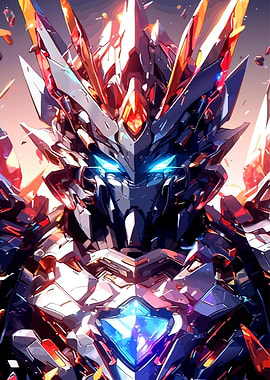 Futuristic Robot Warrior with Glowing Eyes