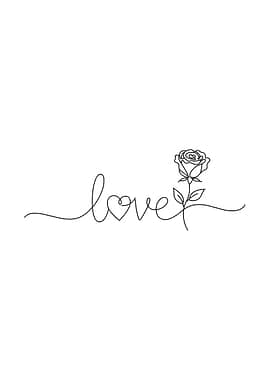 Love and Rose Line Art