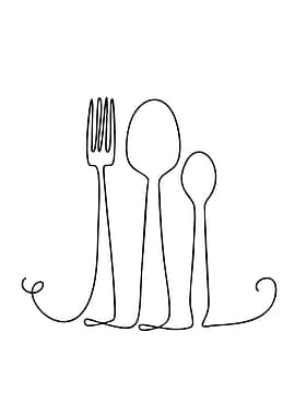 Minimalist Cutlery Line Art